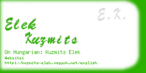 elek kuzmits business card